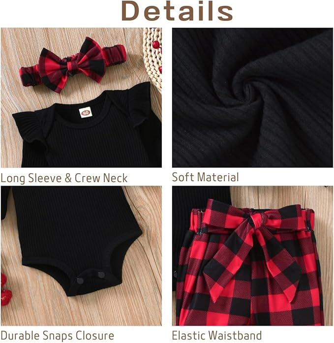 Aalizzwell Preemie Newborn Infant Baby Girls Clothes Ribbed Romper Bodysuit Pants Set Fall Winter Outfits