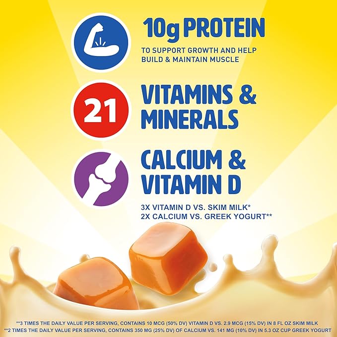 Carnation Breakfast Essentials Original Nutritional Drink, New Caramel Flavor, Ready-to-Drink, 10g Protein, Vitamins D & C, Key Nutrients for Immune Support, Gluten Free, Kosher, 8 FL OZ (24 Pack)