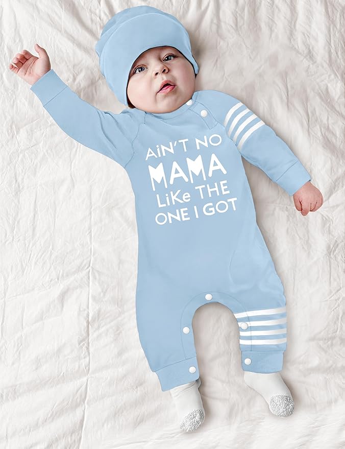 Baby Boy Clothes Infant Mamas Print Romper Stripe Sleeve Outfits Fall Winter Baby Clothing Jumpsuit