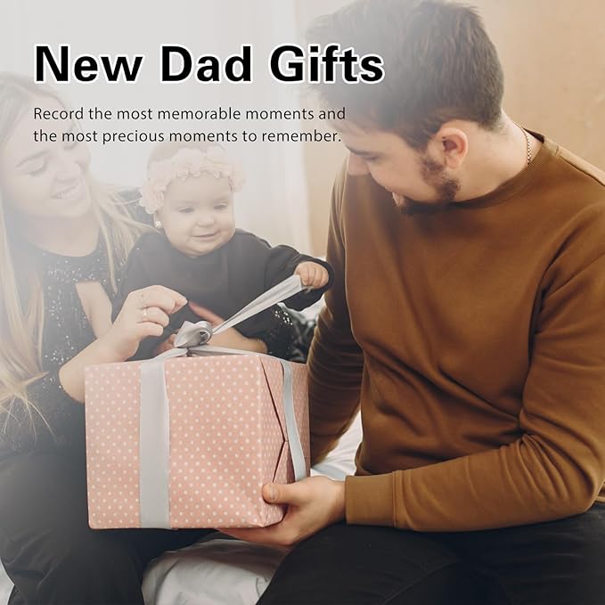 First Time Dad Gifts, Girl Dad Gifts - "You'll Be Her First Kiss" Picture Frame Nursery Decor, Gift for Daddy to be, Baby Shower, Birthday, Father's Day - Vintage Style Rotating Photo Frame 4x6