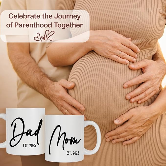 Breezy Valley New Parents Gifts for Couples, First Time New Mom and Dad Gifts Mugs Est 2025, Gender Reveal Baby Shower Gifts Basket, Pregnancy Gifts for Expecting Parents to be, Newborn Baby Gift Set