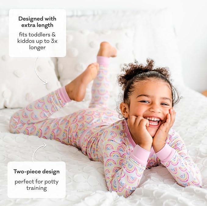 Little Sleepies Two-Piece Pajama Set for Boys & Girls, Soft Viscose from Bamboo Toddler Pajamas for Kids, Family Matching PJs