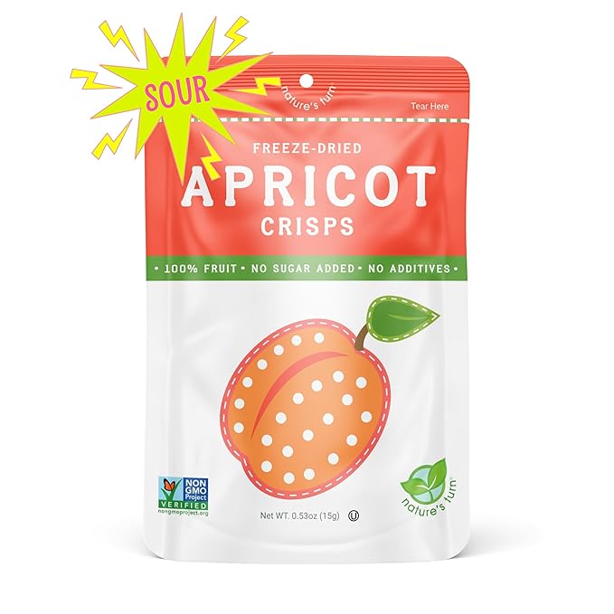 Nature’s Turn Freeze-Dried Fruit Crisps – Healthy, Gluten-Free, Crispy & Delicious, Plant-Based Snack, Ideal for Cereal, Smoothies, School Lunches, & On-the-Go, Sour Apricot, Pack of 6 (0.53 oz Each)