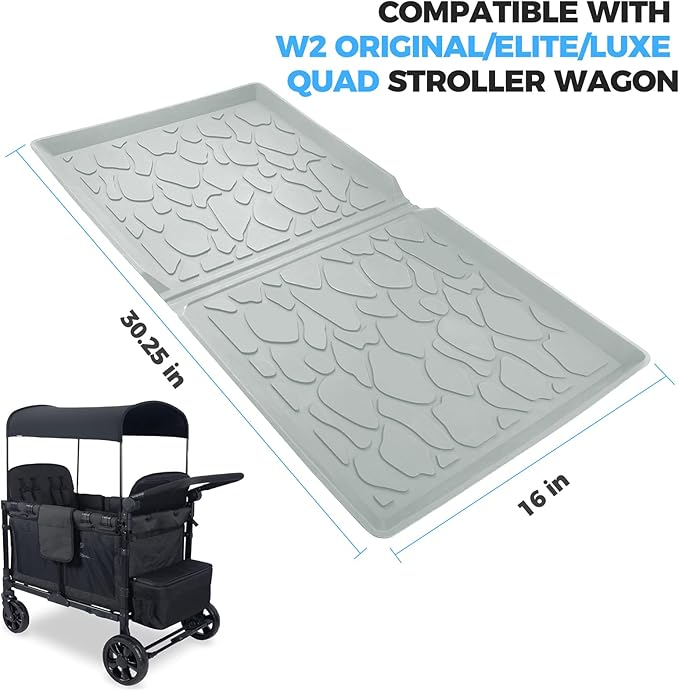 All Weather Mat for W2 Series, 30x16 inch Stroller Wagon Accessory for Wonderfold (Grey, W2)