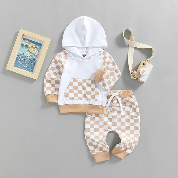 2Pcs Baby Boys Hoodie Tops Pants Set Dinosaur Deer Print Sweatsuit Fall Winter Outfits