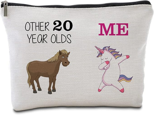 20th Birthday Gifts for Her Best Friend Daughter Travel Makeup Bag Funny Unicorn Gift Bag Other 20 Year Old Me Unicorn Happy 20th Birthday Decorations 20 Year Old Birthday Gifts Ideas