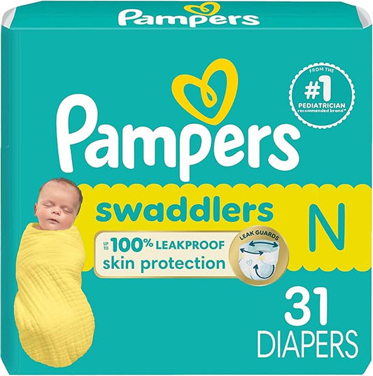 Pampers Baby Diapers - Swaddlers - Size 0, 31 Count, Ultra Absorbent Disposable Newborn Diaper