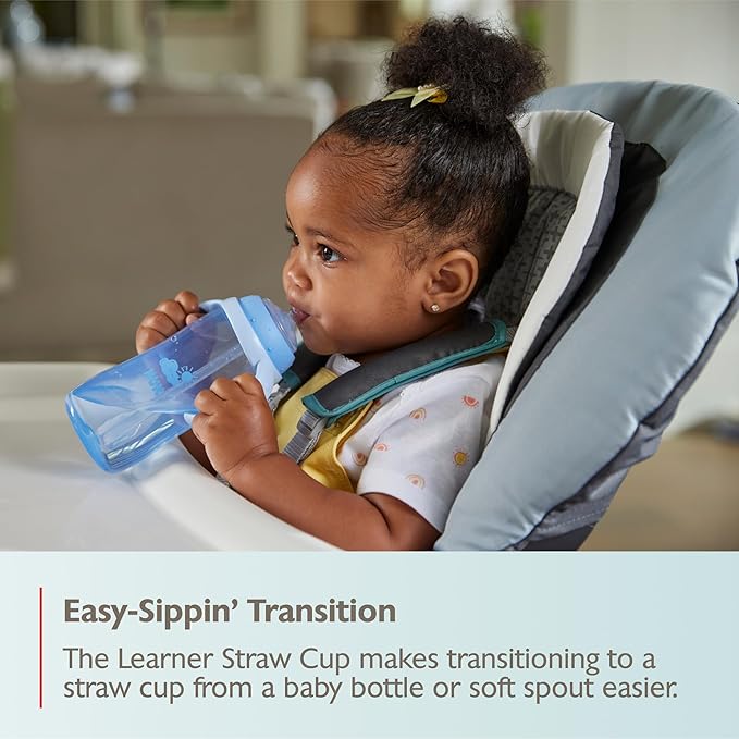 NUK Learner Straw Cup 10oz - Toddler Cup with Soft Straw for Easy Drinking Suitable for Ages 8 Months and Up (Pack of 6)