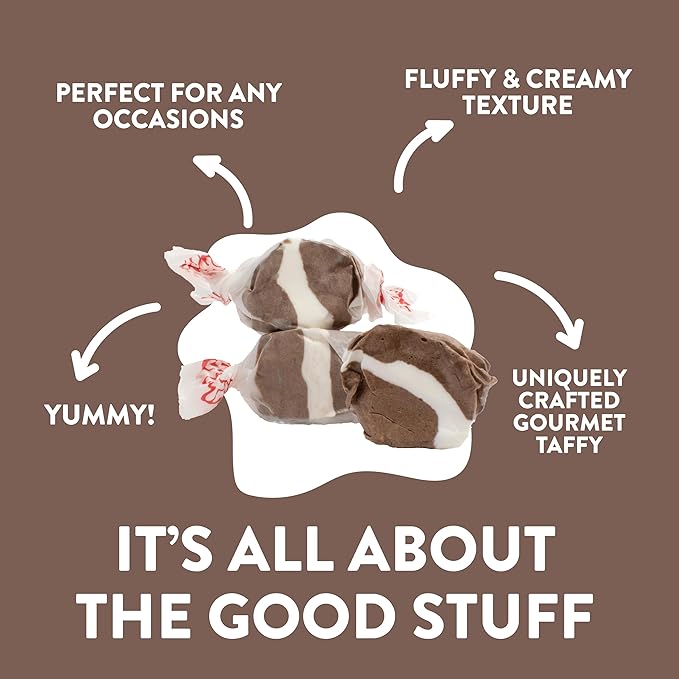 Taffy Town Saltwater Taffy- Cookies & Cream | Gourmet Taffy| Nougat-Style Candy| Soft & Delicious| Sumer Snack Treats| Party Good Candies| 2.5lbs