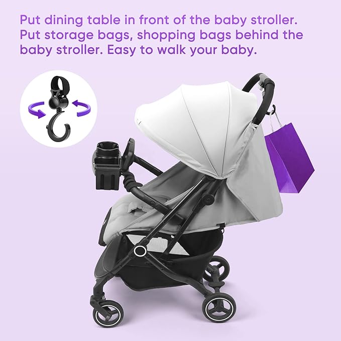 Universal Stroller Snack Tray, 3 in 1 Stroller Cup Holder with Phone Holder and Silicone Flexible Arms Grip, Stroller Tray Attachment Compatible with Uppababy, Baby Jogger, Britax (Snack Tray)