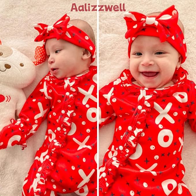 Aalizzwell Baby Girls Romper Outfit Fall Winter Clothes with Accessories