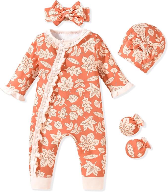 Aalizzwell Baby Girls Romper Outfit Fall Winter Clothes with Accessories