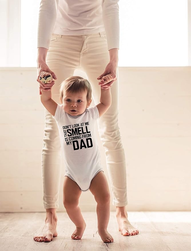 CBTwear Don’t Look at Me That Smell Is Coming From Dad - Baby Clothes - Funny Newborn Bodysuit Outfits for Boys and Girls