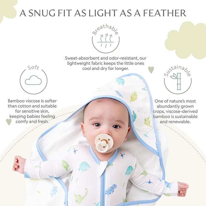 Bamboo Little Soft Baby Footie Pajamas, Baby Clothes, Newborn Sleepers, 95% Viscose and 5% Spandex, 0-24 Months