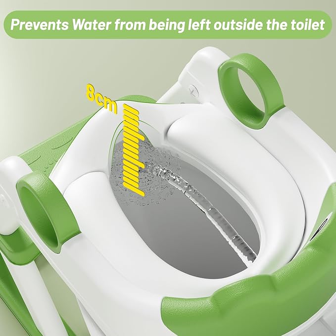 Frog Potty Training Seat, Upgrade Toddler Toilet Seat for Kids Boys Girls, 2 in 1 Potty Training Toilet for Kids, Splash Guard Anti-Slip Pad Step Stool