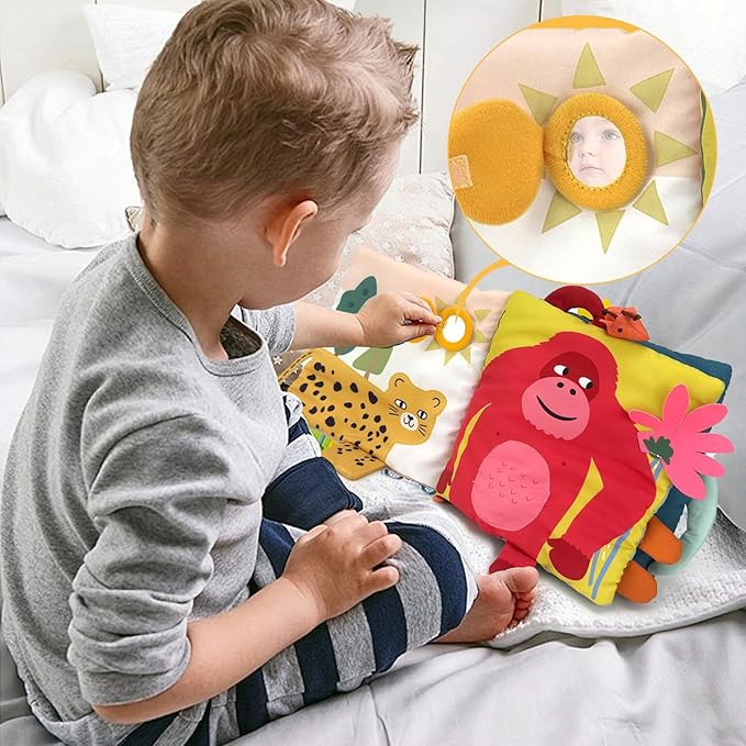 Soft Cloth Books for Baby Gift, Activity Quiet Cloth Books Developmental Toys,Interactive Baby Books for Toddlers Infants Kids Toys Gift for 0-2 Year Old Animal