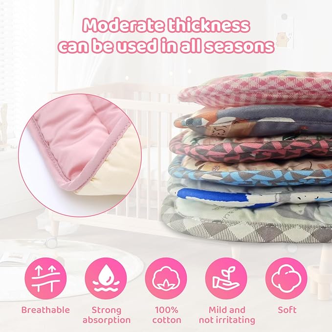 Baby Stroller Cushion,Infant Car Seat Insert-Reversible Universal Breathable and Soft Newborn Stroller Mat,100% Cotton Cover Toddler Seat Pad Liner-34x78cm,1 Pack(Beige+Pink)