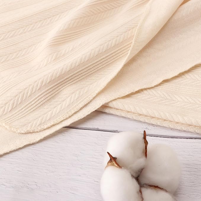 Newborn Receiving Blanket with Bow Hat Mittens Wooden Card Set Wheat-Pattern Newborns Toddler Baby Boy Girl Nursery Swaddle Wrap