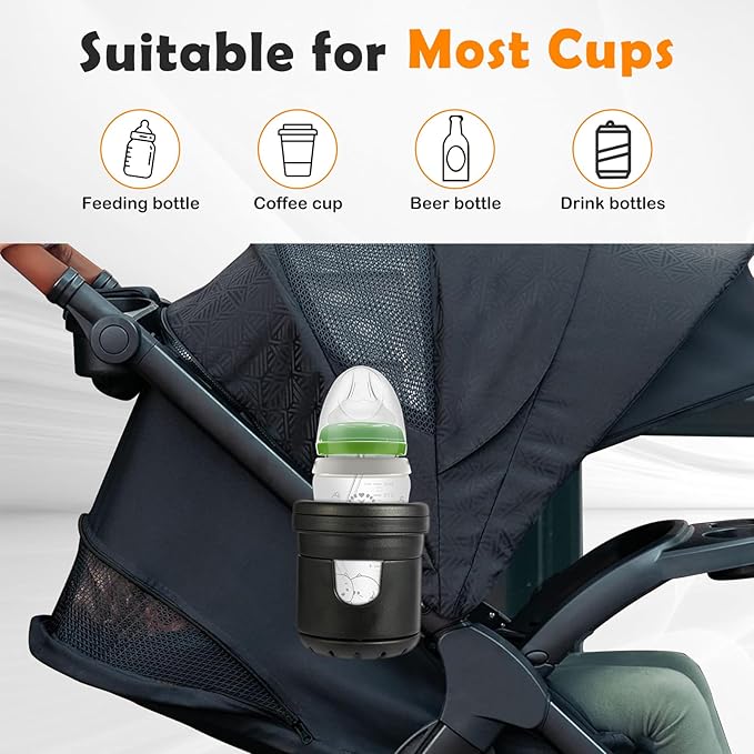 Stroller Cup Holder for Mockingbird - Dual Drink Holder with 360° Rotation, Fits Mockingbird Single & Double Strollers, ABS + Silicone, Holds Large & Small Cups