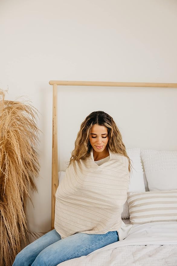 Copper Pearl Multi-Use Cover: Car Seat Covers, Nursing Cover, and Stroller Cover for Sun - Stretchy Fabric, All-Season Use, Stylish Designs, Easy Access for Moms - Clay