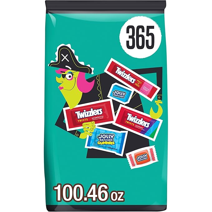 JOLLY RANCHER and TWIZZLERS Assorted Fruit Flavored, Halloween Candy Bulk Bag, 100.46 oz (365 Pieces)