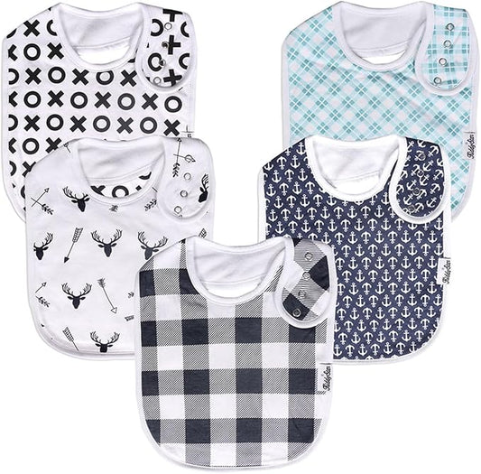 Organic Cotton Baby Bibs for Boys, Girls - Soft Drooling and Teething Bibs - Absorbent, Adjustable Bib for Toddlers