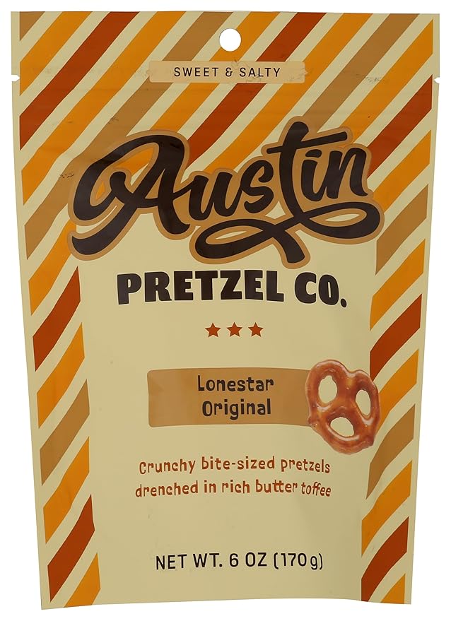 Lonestar Original Sweet & Salty Toffee Pretzels – 6 Oz Bite-Sized Crunchy Snacks Coated in Rich Buttery Toffee & Sea Salt – Texas-Style Bold Flavor, Perfect for Anytime Snacking