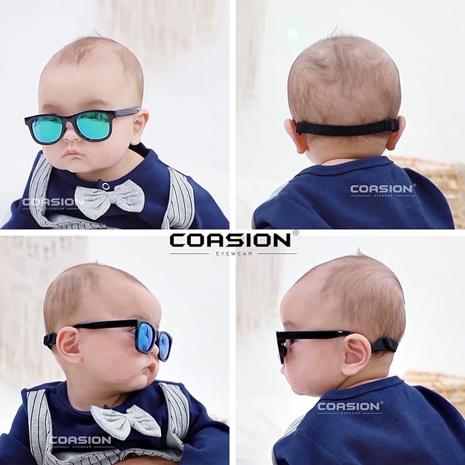 COASION Bendable Flexible Polarized Newborn Baby Sunglasses with Strap for Infant Boys Girls Age 0-12 Months CA8042