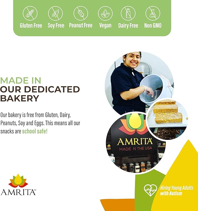 Amrita Nut Free Vegan Protein Bars (12 CT PK of 3) | Chocolate Maca 15g Plant-Based Protein Bar | Peanut-Free, Gluten Free, and Dairy-Free | No Added Sugar, High Fiber, Healthy Snacks for Kids/Adults