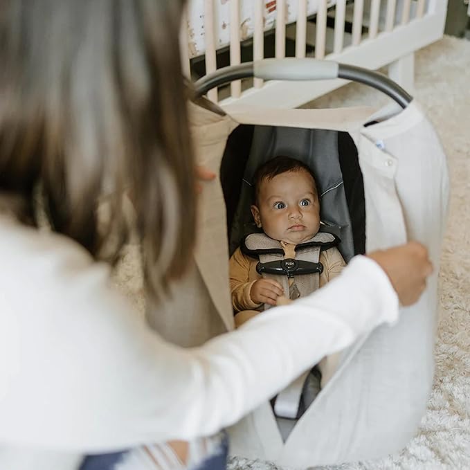 Little Unicorn Breathable Car Seat Canopy | Magnetic Closure Cover & Universal Fit | Protection & Privacy for Baby (Porpoise)