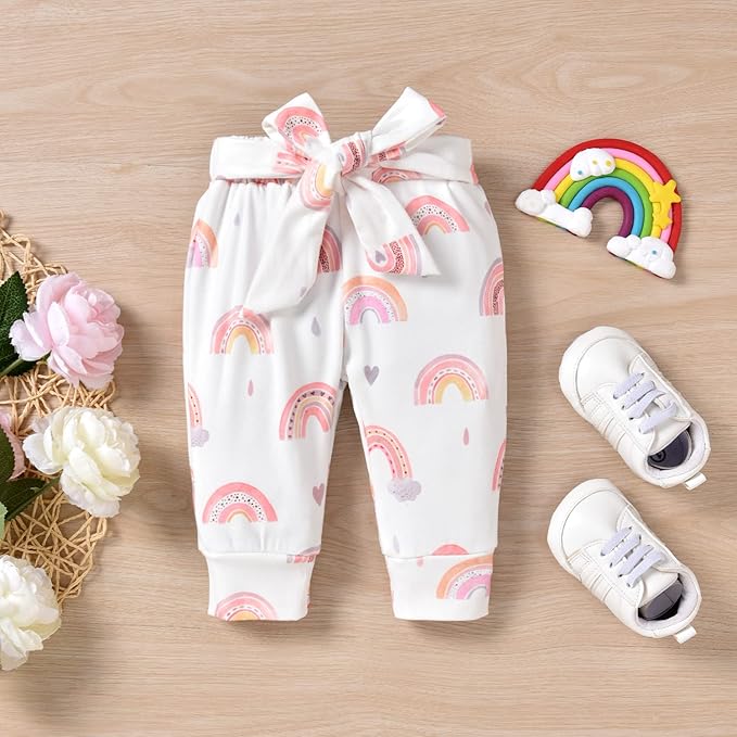 Aalizzwell Preemie Newborn Infant Baby Girls Clothes Ribbed Romper Bodysuit Pants Set Fall Winter Outfits