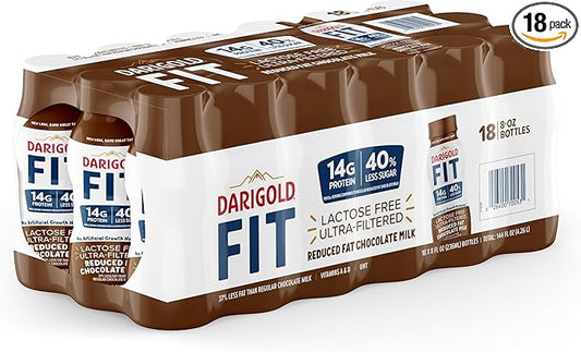 Darigold High Protein Milk 2 Percent - Ultra-Filtered, Low Fat, Lactose Free Chocolate Milk - 14g Protein, 40% Less Sugar - 8oz Bottles, 18 Pack