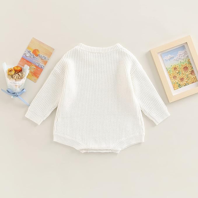 FYBITBO Baby Girl Boy Sweater Knit Oversized Pullover Sweatshirt Romper Onesie Warm Fall Winter Clothes Outfit Newborn