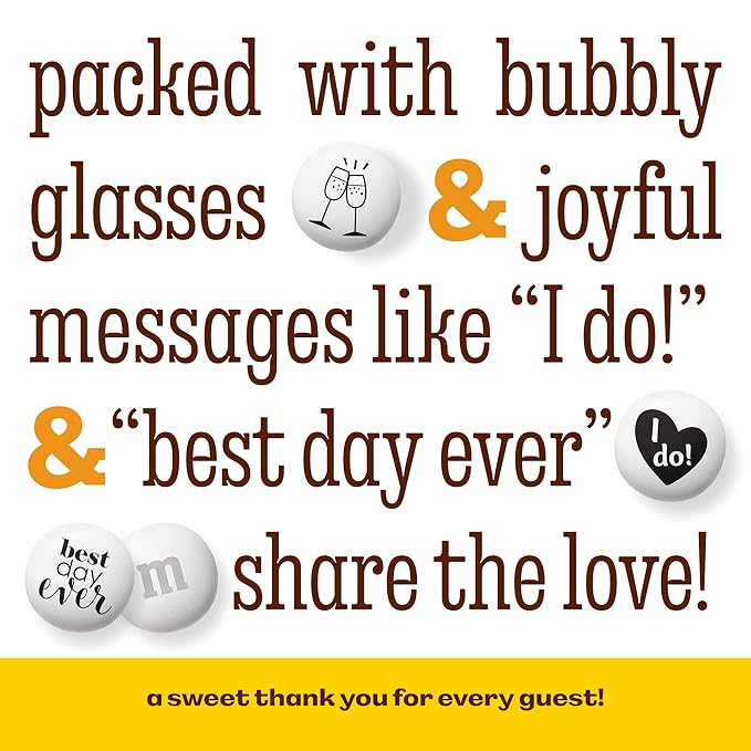 M&M’S WORLD Milk Chocolate Wedding Candy Favors (20 pack), Perfect for Wedding Reception Favor, Bridal Favors, Rehersal Dinner and Wedding Table Décor