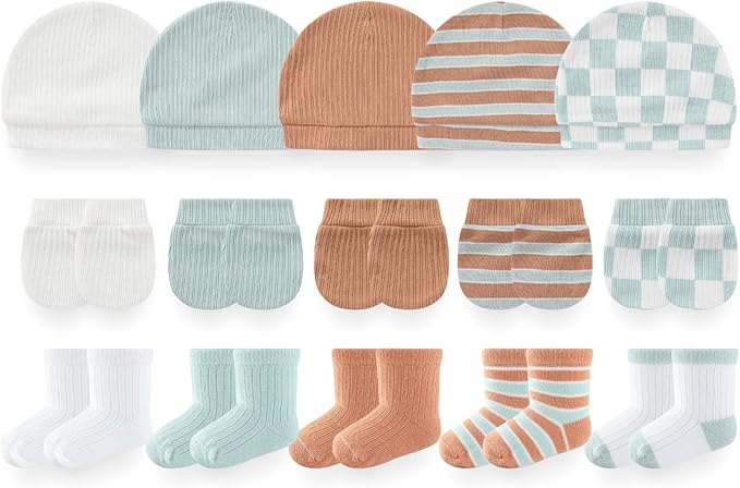 Baby Girls Boys Hats Mittens and Socks Set Cotton Infant Caps Newborn Soft Gloves 0-6 Months