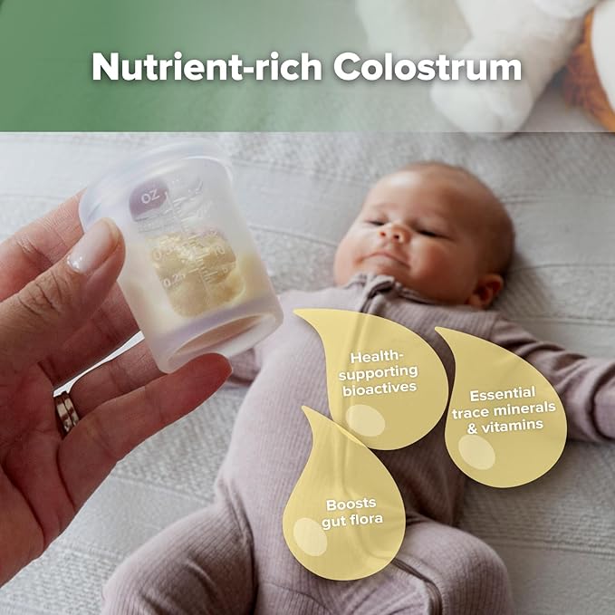 haakaa Silicone Measuring & Feeding Cup 25ml/2pcs(Pre-sterilised), Leakproof & Reusable, 3-in-1 Colostrum Collection Cup for Collect, Store & Feed, Include Cleaning Brush