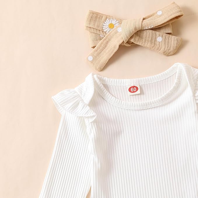 Mubineo Baby Girl Clothes Outfits Cute Flower Romper Daisy Pant Fall Winter Newborn Outfit Sets