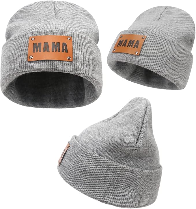 Parent-Child Beanie Hat,Mother & Baby Daughter/Son Winter Warm Knit Hat,Kids Soft Beanie Cap