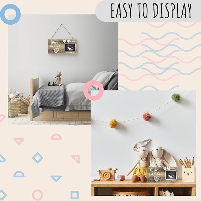 Baby Sonogram Picture Frame with Countdown Weeks - Standard 4"x3" Ultrasound Photo - Pregnancy Announcements Ideas - Gender Reveal Baby-Shower Gift - New Mom Expecting Parents to Be Keepsake Gifts