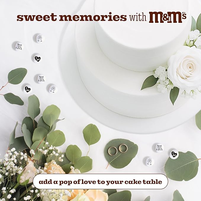 M&M’S WORLD Wedding Themed Milk Chocolate Candy - 5lbs Assorted Pre-designed Just Married, I Do Wedding Decoration White Wedding M&M'S Candy