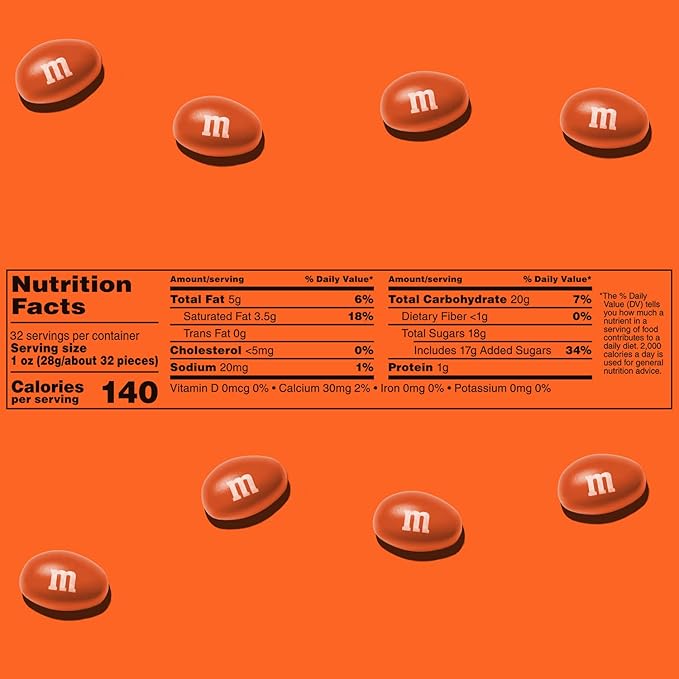 M&M'S WORLD Orange Peanut M&M’s chocolate candy 2 lb bag – bright snack for birthdays, buffets, celebrations, desserts, gifts, gatherings, or cheerful table display