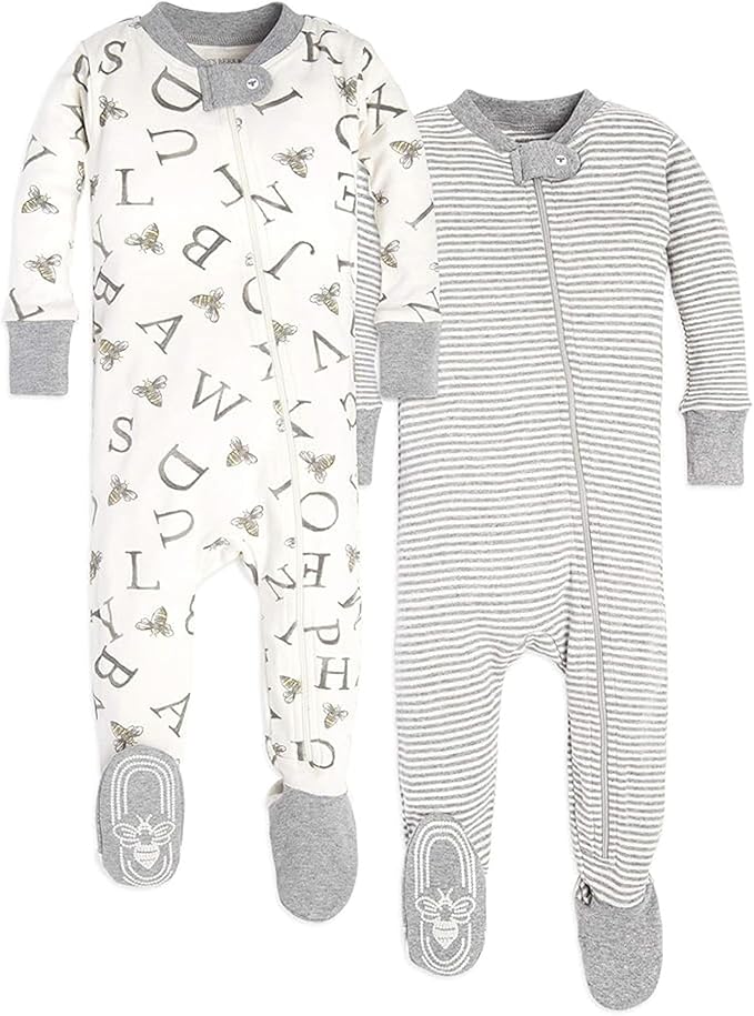 Burt's Bees Baby baby-boys Boys Sleeper Pjs, 100% Organic Cotton, One-piece Footie, Zip Up Jumpsuit, Snug Fit Pajamas