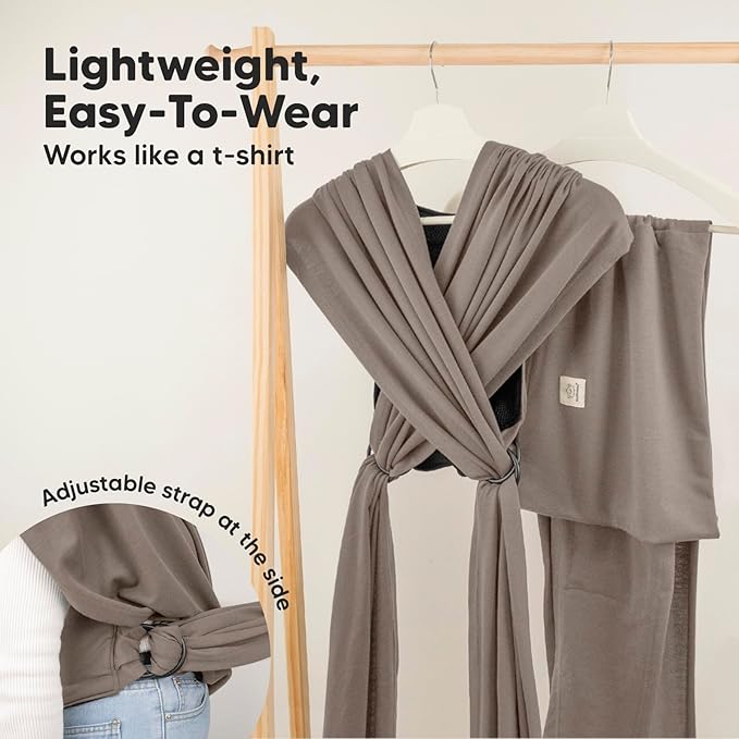 KeaBabies Baby Wrap Carrier Ring Sling - Easy to Wear, Adjustable D-Lite Baby Carrier Newborn to Toddler, Infant Carrying Shirt, Hands Free Bonding, Breathable Fabric Wearing Wrap (Copper Gray)