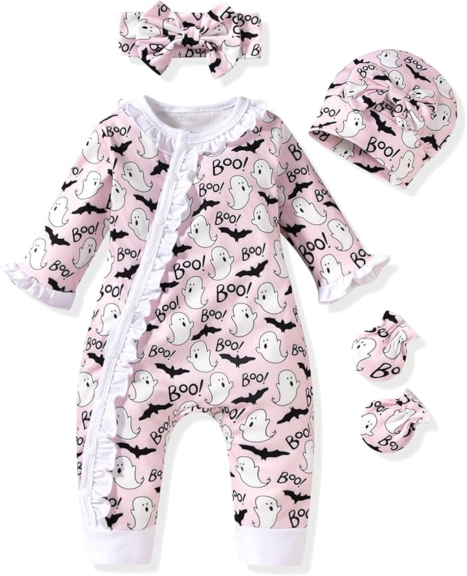 Aalizzwell Baby Girls Romper Outfit Fall Winter Clothes with Accessories
