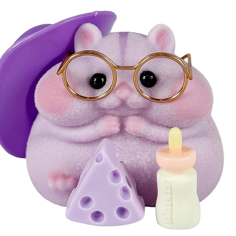 Handmade Taba Squishy Hamster Toy, Cute Squishy Hamster Fidget Toy, Realistic Hamster Toy, Soft Silicone Mochi Furry Toy, Stress Relief Gift for Adults & Kids, Sensory Anxiety Plushie (Purple)