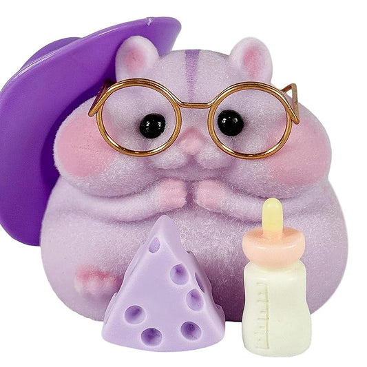 Handmade Taba Squishy Hamster Toy, Cute Squishy Hamster Fidget Toy, Realistic Hamster Toy, Soft Silicone Mochi Furry Toy, Stress Relief Gift for Adults & Kids, Sensory Anxiety Plushie (Purple)