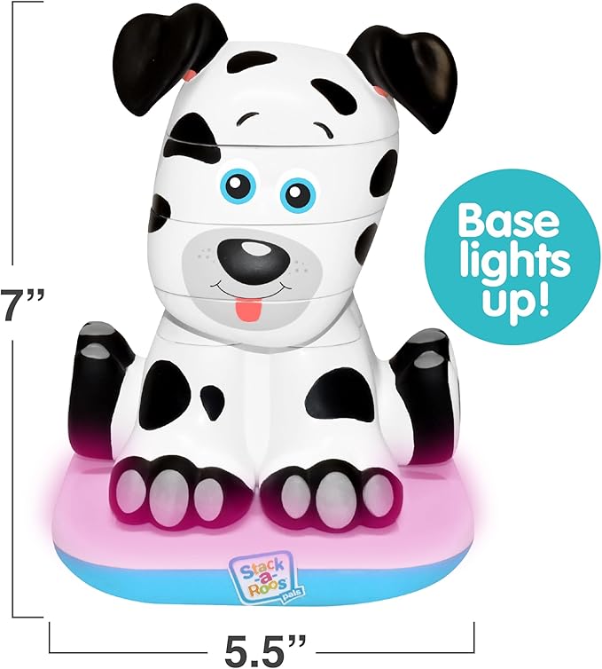 Stack-a-Roos Dalmatian Puppy by Salus Brands - Animal Stacking Toy, Educational Early Learning Toy for Infants Babies Toddlers, Age 12+ Months - Great Baby Gifts, STEM Toy