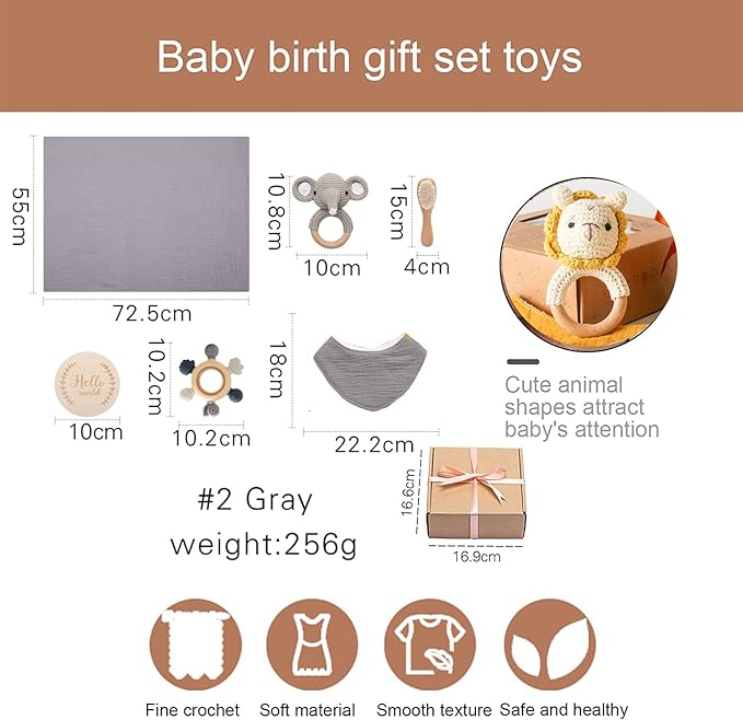 EERKEOD Baby Gift Set for Newborn New Baby Gift Set - Newborn Baby Essentials Baby Bath Set with Baby Blanket Baby Rattle - New Born Baby Girls Gift & Baby Boy Gifts for Baby Shower