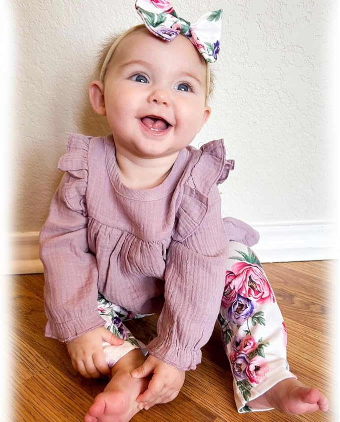 HINTINA Infant Baby Girl Long Sleeve Fall Winter Outfits With Headband