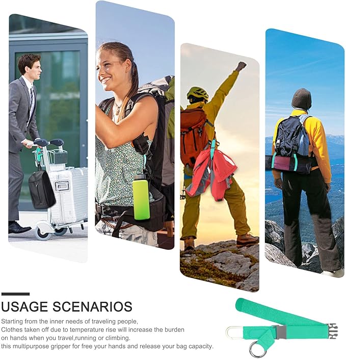 Elastic Jacket Gripper with D-Ring Hook and Buckle, ZINZ D-Ring Hook Baggage Suitcase Straps Belts Travel Accessories, Makes Your Hands Free